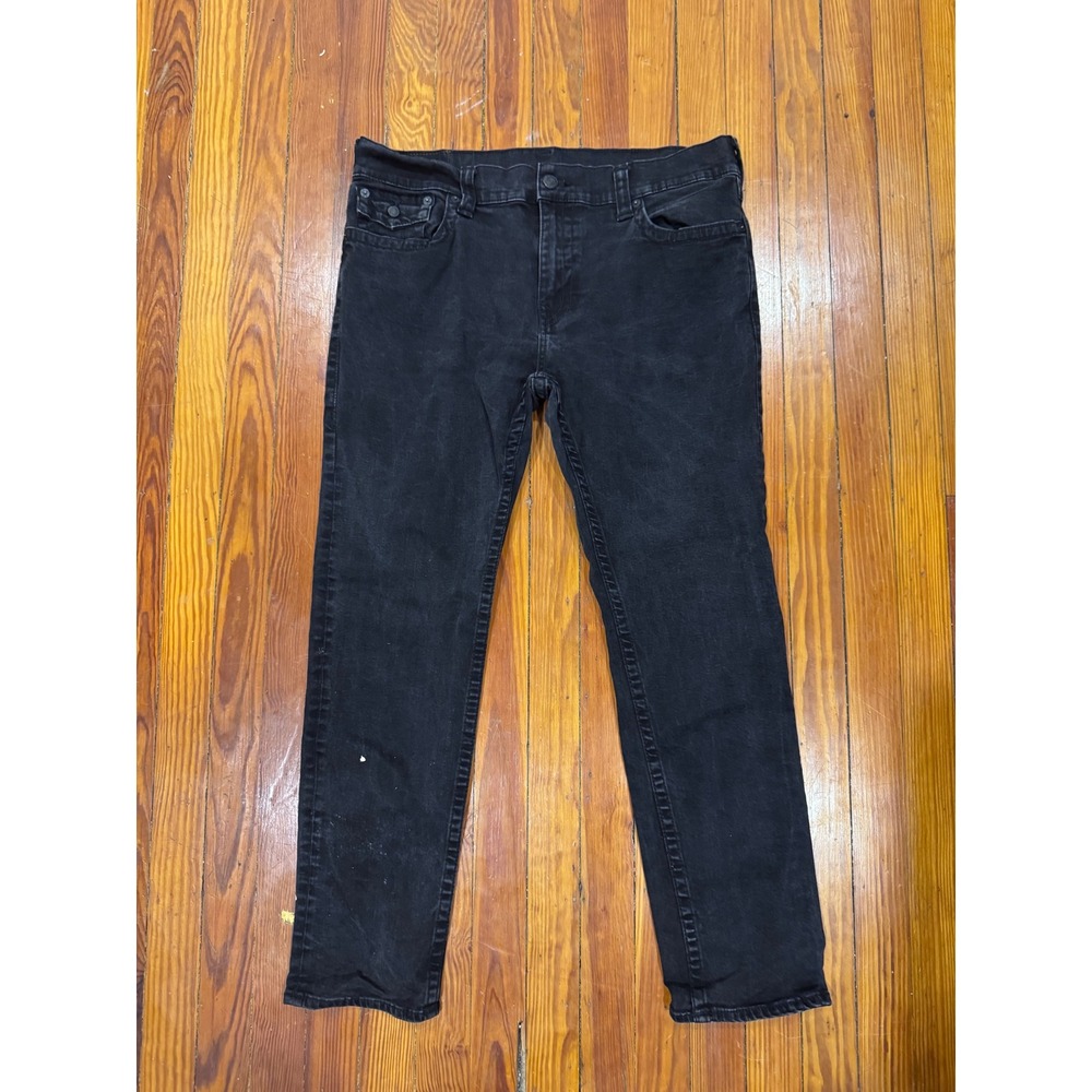 True Religion Rocco Relaxed Skinny Jeans Mens 38 Black Denim Flap Pocket
